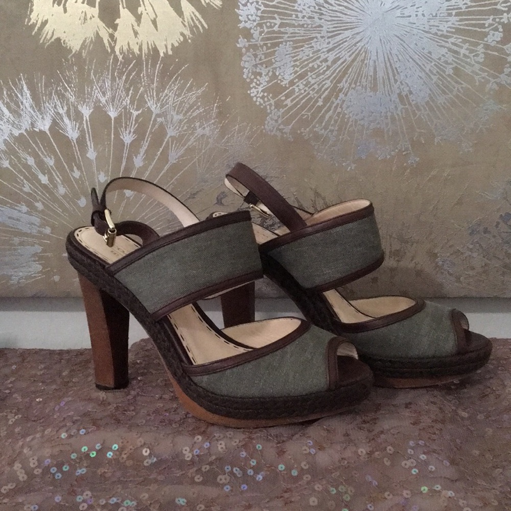Daria Denim Coach heels - olive color - size 9